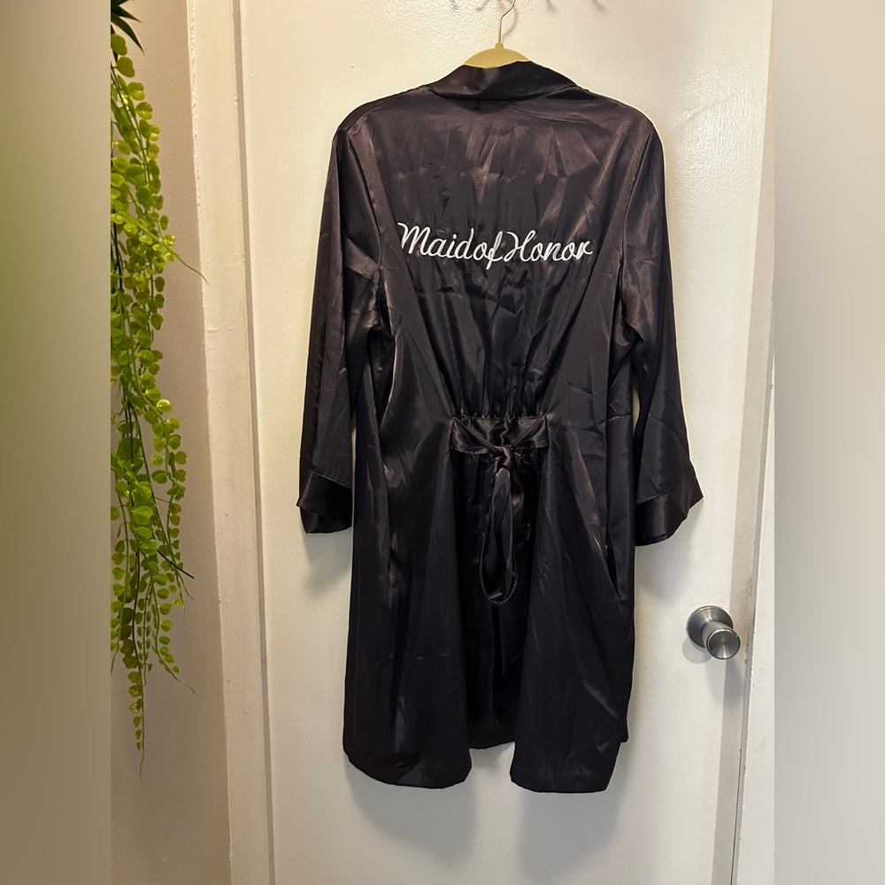 XL Maid of Honor embroidered Erica robe soft elegant bridal wedding drape spa